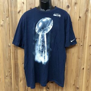 NIKE /REGULAR FIT /ナイキ メンズXXL ネイビー 半袖Tシャツ トップス NFL プリントTシャツ アメフト SEATTLE SBAHAWKS アメカジ USA古着