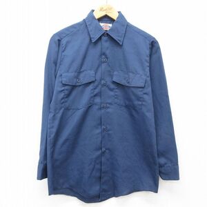 S/古着 ディッキーズ Dickies 長袖 ワーク シャツ メンズ 80s 紺 ネイビー 25jan16 中古 トップス