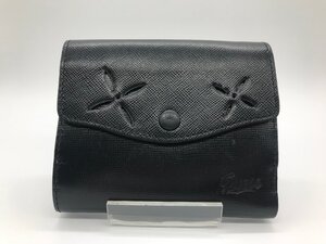 ■【YS-1】 ゲス Guess ■ 2つ折り 財布 小銭入れ有り ■ ブラック系 シンプル コンパクト 縦11cm×横9,5cm 【同梱可能商品】K■