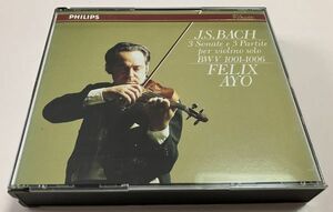 PHILIPS 国内盤 2CD フェリックス・アーヨ J.S.バッハ 無伴奏 ヴァイオリンソナタとパルティータ Bach violin solo Felix Ayo アーヨ