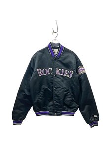 STARTER (スターター) Colorado Rockies コロラド ロッキーズ サテン スタジャン ブルゾン 90s YOUTH L 古着 キッズ ブラック /027