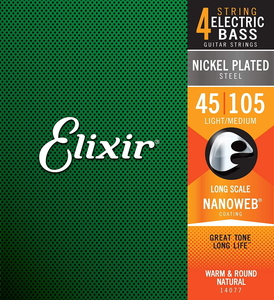 Elixir エリクサー ベース弦 NANOWEB ニッケル Long Scale Light/Medium .045-.105 #14077 【国内正規品】