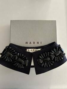 マルニ　ビーズ　つけ襟　襟　ウール　ネックレス　ネイビー　紺　濃紺　付け襟　アクセサリー　MARNI ☆