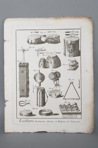 《フランスアンティーク》18世紀 楽器の版画③