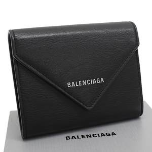 新品同様 バレンシアガ コンパクト ウォレット 三つ折り財布 615653 ペーパー レザー BALENCIAGA PAPIER