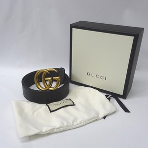 Ft1228021 グッチ ベルト ダブルGワイドベルト GGロゴ 406831 DJ20T ブラック メンズ GUCCI 中古