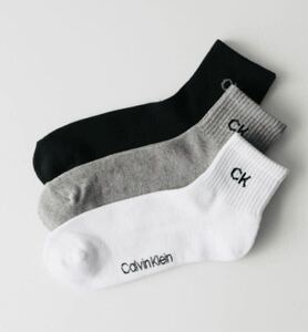 【新品未使用】CALVIN KLEINカルバンクライン Calvin Klein メンズ ソックス　抗菌防臭 靴下　3足セット　25cm〜27cm 送料無料