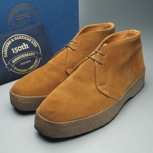 MH1122//英国製*サンダース/SANDERS*9877TS BRIT CHUKKA/メンズ9/マッドガード/スウェードチャッカブーツ/プレーントゥ/ショートブーツ/靴