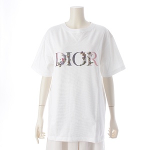 ディオール 21SS Oversized Dior Flowers Tee コットン フラワーロゴ オーバーサイズ 半袖Ｔシャツ 113J686A0554 ホワイト M【中古】