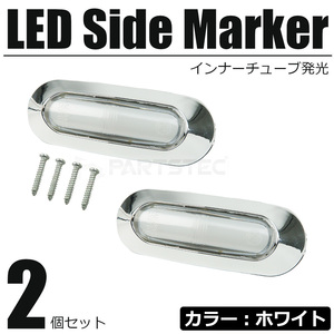 LED サイドマーカー ホワイト 白 2個 24V 面発光 メッキ ランプ マルチライト 照明 クリア デコトラ トラック Eマーク / 146-172x2