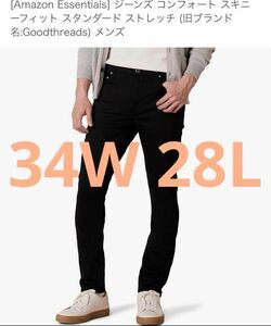 CC42 Amazon Essentials ジーンズ コンフォート スキニーフィット スタンダード ストレッチ　Goodthreads 34W 28L ブラック