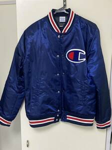 CHAMPION チャンピオン 古着 中古 M スタジアム ジャンパー スタジャン ビッグロゴ サテン