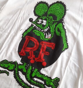 最値!希少デッドストック!希少旧モデル!永遠のロウブローキャラ!ラットフィンク(RAT FINK)モンスター プリント Tシャツ!ホワイト!白 M 