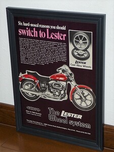 1977年 USA 洋書雑誌広告 額装品 Lester Wheel レスター ホイール / 検索用 Harley Davidson FXE Super Glide ハーレーダビッドソン (A4)