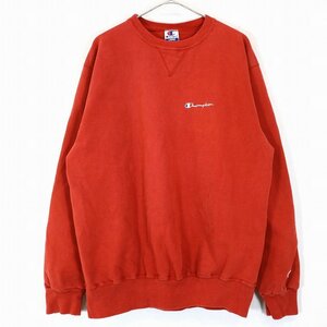 SALE/ Champion チャンピオン AUTHENTIC ATHLETIC APPAREL クルーネックスウェット 胸元ワンポイントロゴ レッド (メンズ L) O0171