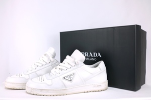 PRADA プラダ トライアングルプレート ダウンタウン スニーカー 三角ロゴプレート レザー ホワイト ７サイズ（約26cm) 2EE364