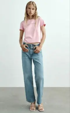【美品】ZARA ピンク 半袖 Tシャツ ザラ