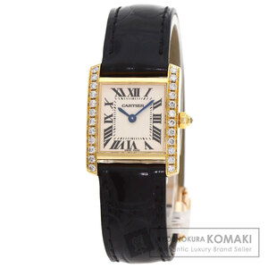 CARTIER カルティエ WE100151 タンクフランセーズ SM 腕時計 K18イエローゴールド 革 ダイヤモンド レディース 中古