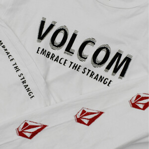 良品 VOLCOM ボルコム EMBRACE THE STRANGE ぼかしプリント Tシャツ ロンT 長袖 白 ホワイト size. L スケート スノーボード