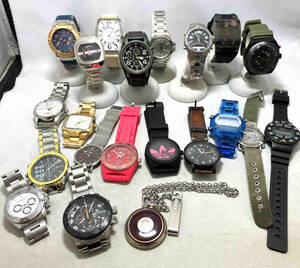 ジャンク 【ジャンク出品】 【1円出品】 まとめて21個 メンズ クォーツCalvinKlein adidas nixon TIMEX Fossil DIESEL GUESS 動作未確認