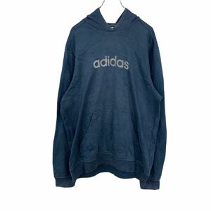 adidas パーカー L ネイビー アディダス ロゴスウェット スポーツ フーディ ロゴ 古着卸 アメリカ仕入 t2111-4835