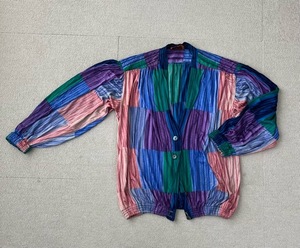 (J07285)ミッソーニ/MISSONI イタリア製 羽織もの　カーディガン　原色系カラー　夏物　サイズS