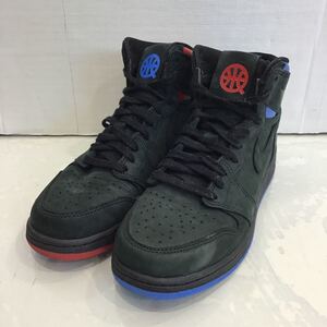 【NIKE ナイキ】AH1041-054 Girls Air Jordan 1 Retro High OG Quai 54 エアジョーダン1 23.5cm ブラック レザー 2403oki