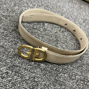 702.◎1円スタート◎GUCCI グッチ ベルト オールドグッチ GGマーク ホワイト 白 レディース ゴールド金具 小物 装飾品