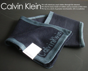 78新品★カルバンクライン Calvin Klein★マフラー★NAVY 紺★MENS