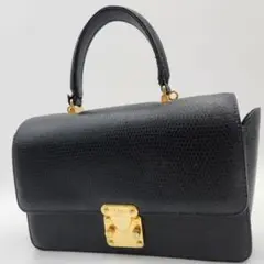 極美品✨FENDI ハンドバッグ 希少 リザード ダークブルー ゴールド金具