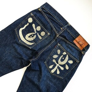 エヴィス EVISU lot2001 デニム 道楽 セルビッチ ボタンフライ ジーンズ エビス 道楽 ペイント ジーパン Gパン denim メンズ