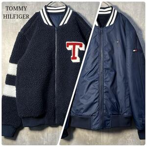 TOMMY HILFIGER トミーヒルフィガー リバーシブル ボアジャケット サガラワッペン リブライン フラッグ刺繍