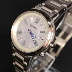 極美品【稼働品】SEIKO　セイコールキア　ホワイト　ブルー　シルバー　ソーラー