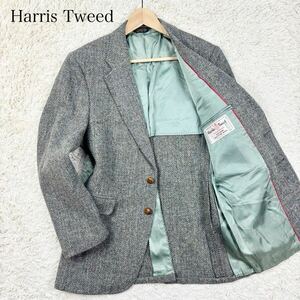 【美品】 Harris Tweed ハリスツイード 【圧倒的高級感 ネップウール】 メンズ テーラードジャケット アウター ヘリンボーン くるみ釦 M位