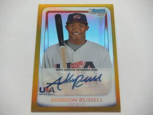 ■A.ラッセル(RUSSELL) 弱冠17歳時の「50枚限定」直筆サインルーキーカード(AUTO RC)■2011 BOWMAN CHROME ゴールド・リフラクター !!