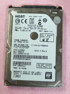 HGST 2.5インチ HDD 750GB 使用時間 1,704H