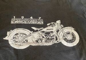 Vintage knucklehead Tシャツ 1947 ナックルヘッド ハーレーTシャツ スミクロ シングル made in USA Hanes WL UL Panhead ショベル