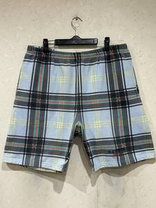 ※Supreme シュプリーム Plaid Sweatshort Light Blue スウェット ハーフ ショートパンツ L 　　　　　 BJBC.AA