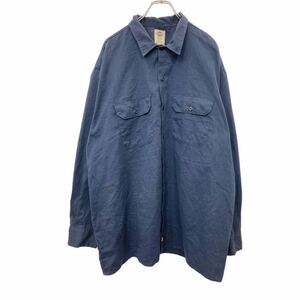 Dickies 長袖 シャツ 2XLサイズ ディッキーズ ビッグサイズ 胸ポケット ワークシャツ ネイビー 古着卸 アメリカ仕入 t2407-3771