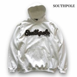 【SOUTHPOLE】サウスポール スウェットパーカー 刺繍ロゴ オーバーサイズ プルオーバー フーディー ビッグシルエット バッグ刺繍 (XL)