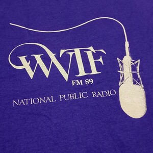 USA製 80s Hanes 50/50 Tシャツ　シングルステッチ　WTF　FM89　MADE IN USA　ビンテージ