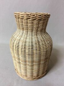 QE4941/かご 竹工芸 壺型 昭和レトロ 花籠