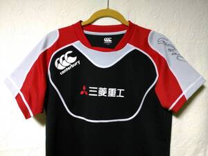 【美品】三菱重工相模原ダイナボアーズ　実使用練習Ｔシャツ　Ｍ　ラグビー　カンタベリー　直筆サイン