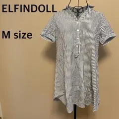 【ELFINDOLL】半袖ストライプチュニック/襟付き/シャツ/ブラウス