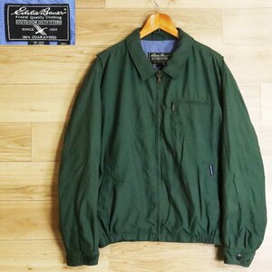 %5J/O10.16-5　アメリカ古着　Eddie Bauer　エディーバウアー　スウィングトップ　ハリントンジャケット　ポリエステル　M　グリーン