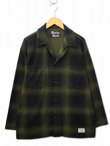 ワコマリア WACKO MARIA 2023AW CHECK FLEECE SHIRT JACKET チェック フリース シャツ ジャケット S KHAKI(カーキ) メンズ