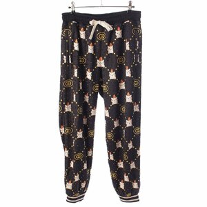 【グッチ】Gucci　メンズ GG キャット 猫 スタッズ コットン スウェットパンツ 736138 ブラック S 【中古】【正規品保証】196132