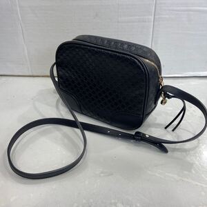 【GUCCI グッチ】449413 213317 ショルダーバッグ レザー 黒 マイクログッチシマ バッグ 鞄 2404oki K