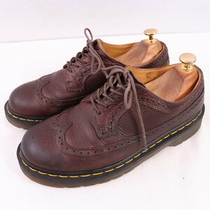 ドクターマーチン UK7/25.5cm-26.0cm/5ホール ウィングチップ 茶 ブラウン ブーツ レザー 本革 メンズ レディース dr.martens 中古 dm3943