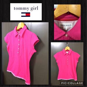 ◆tommy girl トミーガール 半袖 ポロシャツ 裾刺繍入り 裾裏ブランドネーム入り レディースS （S～Mぐらい）比較的綺麗